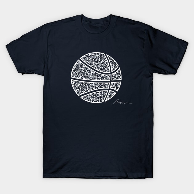 Basketball Ball leaf pattern T-Shirt by High Altitude